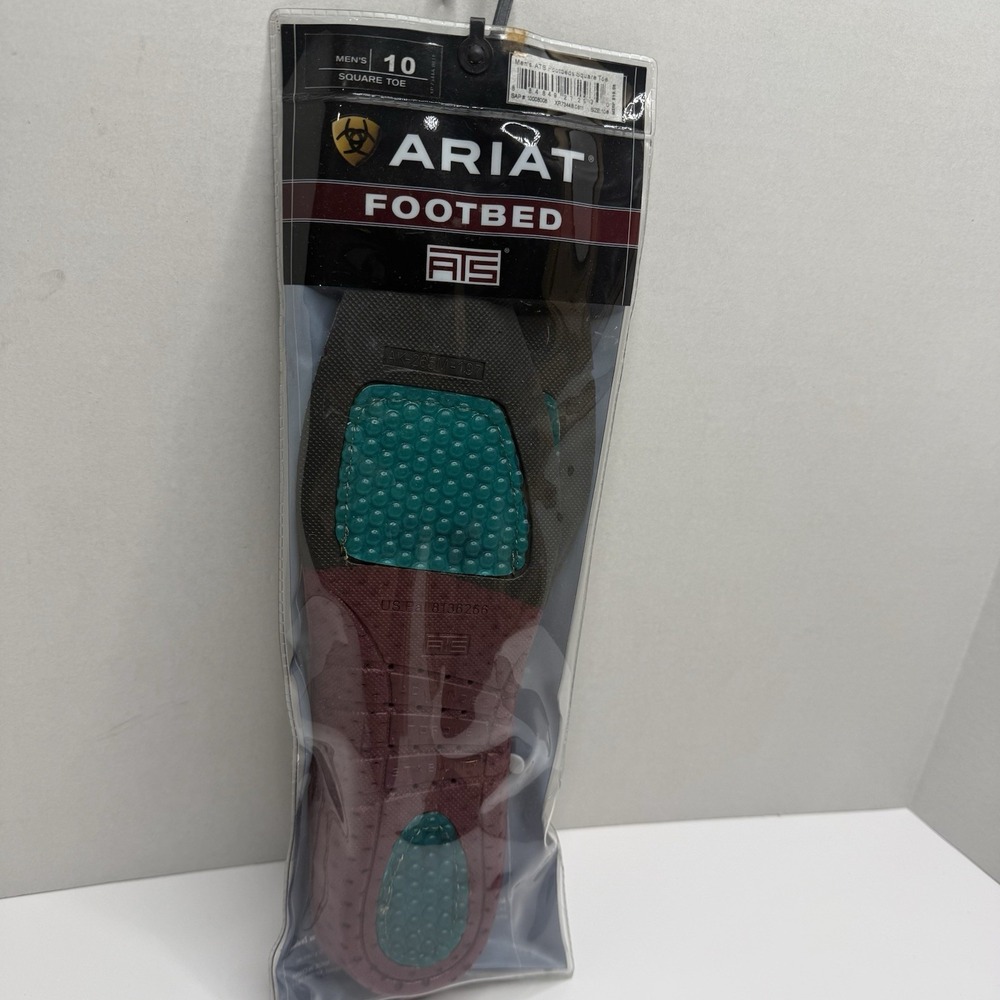 Ariat ATS Footbed Insoles Men’s Size 10 Square Toe Gel Cushion Arch Support New